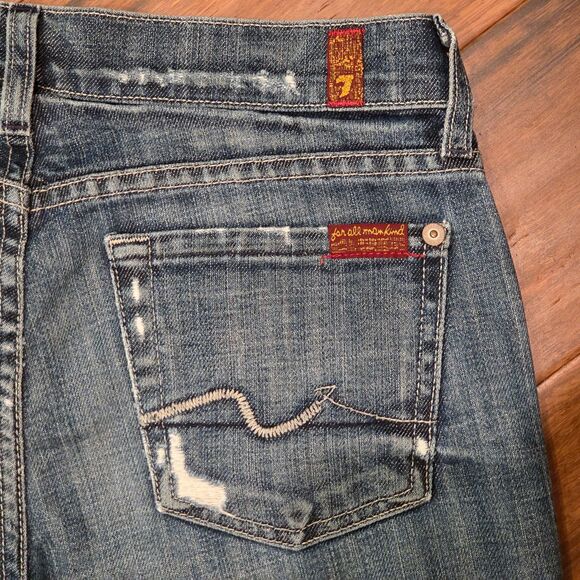 7 For All Mankind Dojo Jean Wide Leg Women's Size 26 Distressed Grunge 7FAM - Picture 4 of 11